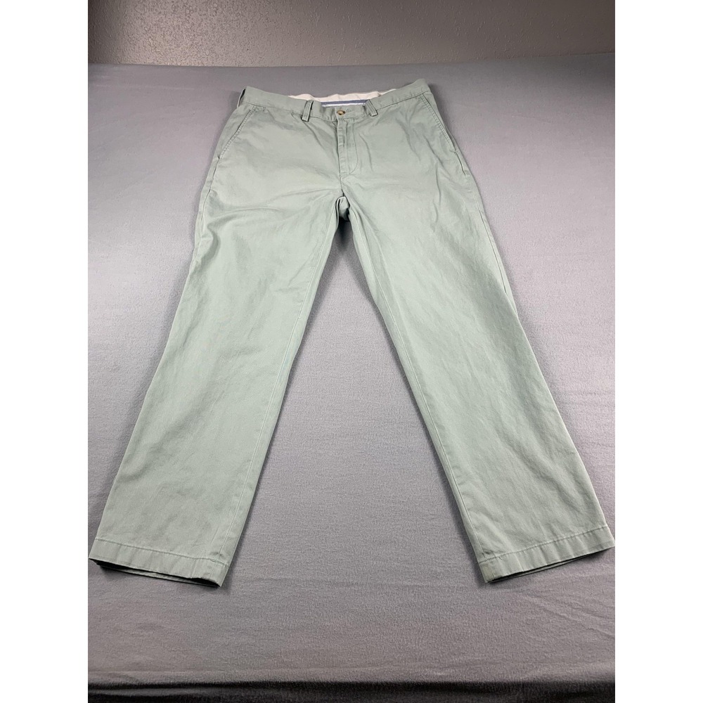 Polo Ralph Lauren Mens 34x30 Green Classic Fit Chino Pants Flat Front Cotton
